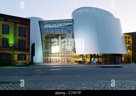 Ozeaneum at dusk, German Oceanographic Museum, Stralsund, UNESCO World Heritage Site, Mecklenburg-Western Pomerania, Germany Stock Photo