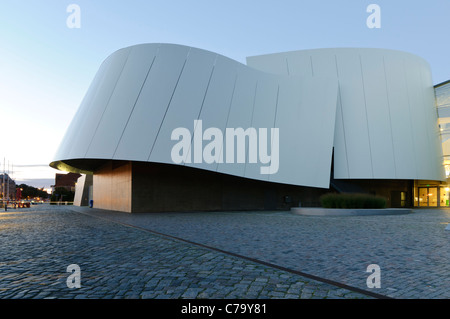 Ozeaneum at dusk, German Oceanographic Museum, Stralsund, UNESCO World Heritage Site, Mecklenburg-Western Pomerania, Germany Stock Photo