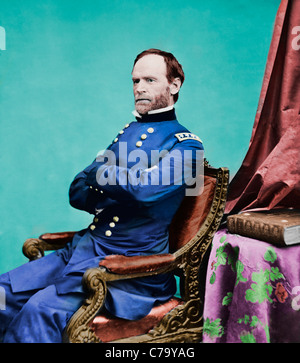 Colorized photo of General William T Sherman, Union General in USA Civil War Stock Photo