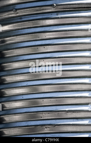 Silver galvanized metal with a corrugated texture. Stock Photo