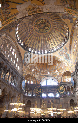 Interior expanse of the Hagia Sophia; Istanbul, Turkey Stock Photo