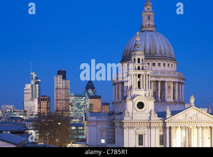 St Paul's Cathedral and London skyline at night; London; England Stock Photo