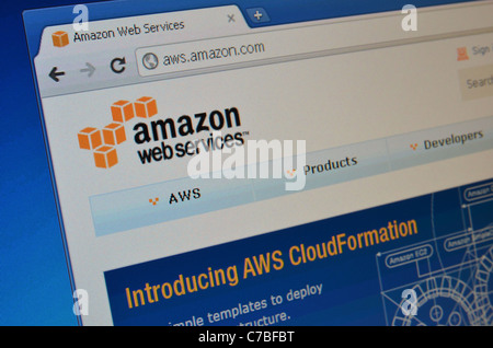 amazon web services aws website screenshot Stock Photo