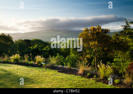 Beautiful garden near Portmerion, Snowdonia National Park, Wales Stock Photo