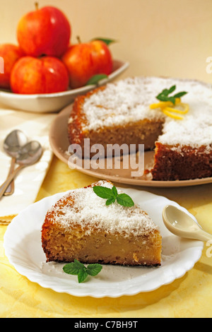 Apple and lemon pie. Recipe available. Stock Photo