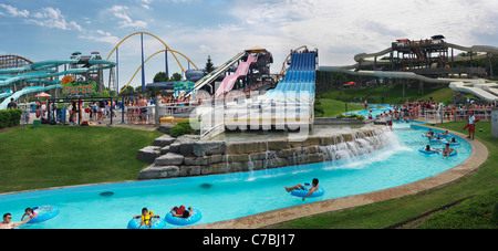 People at a water park at Canada's Wonderland amusement park. Vaughan, Ontario, Canada 2011. Stock Photo