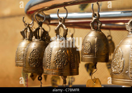 Elk193-1348 Thailand, Bangkok, Wat Phu Kao Tong, bells Stock Photo