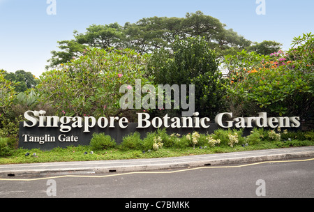 The sign and entrance to Singapore Botanic gardens, Singapore asia Stock Photo