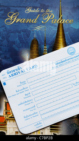 immigration form landing disembarkation card travel visa application border agency card asia tourism tourist essential required Stock Photo