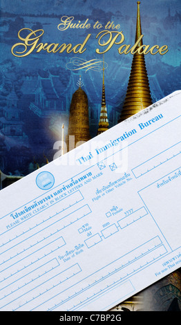 immigration form landing disembarkation card travel visa application border agency card asia tourism tourist essential required Stock Photo