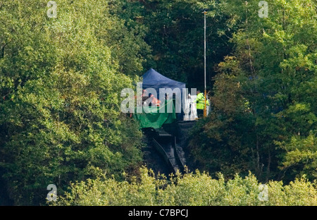 Gleision Colliery miners rescue operation near Cilybebyll, Pontardawe, South Wales, UK. Stock Photo