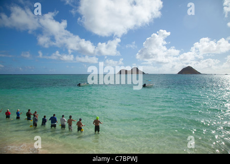 Mokulua Islands, lanikai, Oahu, Hawaii Stock Photo