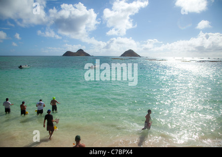 Mokulua Islands, Lanikai, Oahu, Hawaii Stock Photo