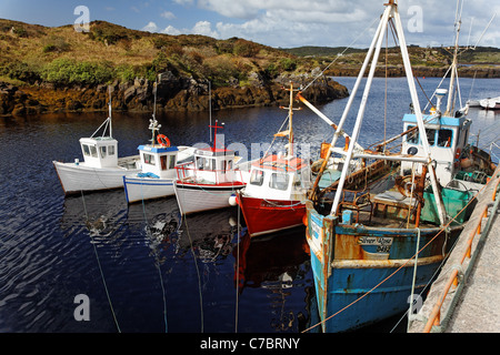 Fishing boats at dock in Bunbeg, County Donegal, Republic of Ireland Stock Photo