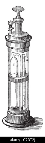 Oersted Piezometer, vintage engraving. Old engraved illustration of Oersted Piezometer isolated on a white background. Stock Photo