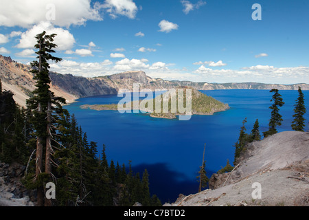 Wizard Island in Crater Lake, Crater Lake National Park, Oregon, USA, North America Stock Photo