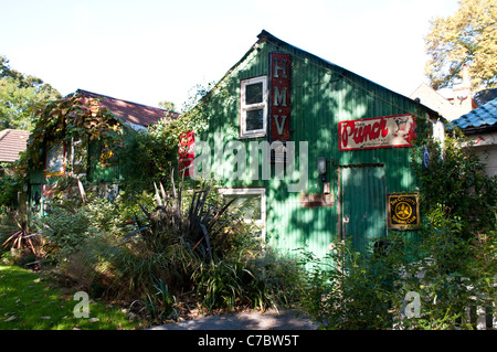 Quirky houses, Eel Pie Island, Twickenham, Middlesex, England, United Kingdom Stock Photo