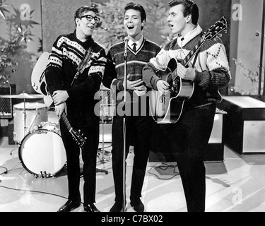 CLIFF RICHARD (centre) with Hank Marvin at left and Bruce Welch on the UK TV show Christmas Fare on 6 December 1962 Stock Photo