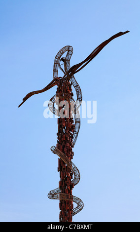 The bronze Brazen Serpent sculpture at Mount Nebo, Jordan Stock Photo