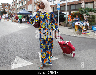 african woman mobile phone Stock Photo