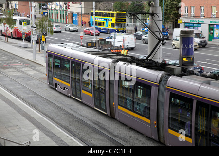 Luas tram at Connolly Station, Dublin Stock Photo