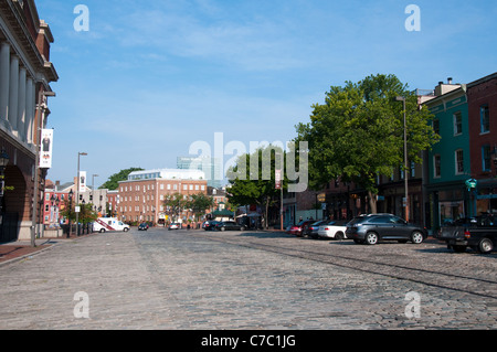 Thames Street on the waterfront at Fells Point in Baltimore Maryland USA Stock Photo