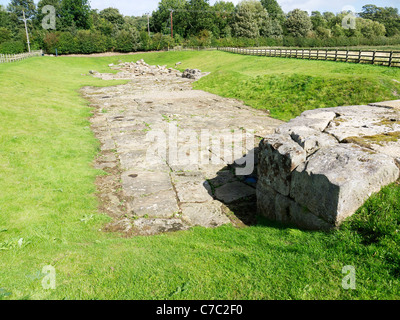 Remains of the South Abutment of the Roman Bridge carrying the road from York to the North over the River Tees at Piercebridge Stock Photo