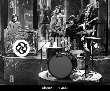 TRAFFIC UK group in  November 1967 on Top Of The Pops. From left Steve Winwood, Chris Wood, Jim Capaldi and Dave Mason. Photo Tony Gale Stock Photo