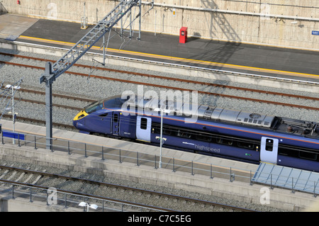 Part of the High Speed 1 Channel Tunnel Rail Link with Southeastern high speed Javelin train arriving Stratford International Stock Photo