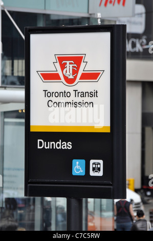 TTC or Toronto Transit Commission Sign at a subway station entrance in ...