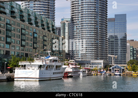 Toronto Harbourfront , Queens Quay Boats and Condos Stock Photo