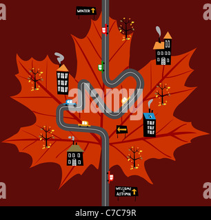 Road bound for the autumn background. Vector available Stock Photo