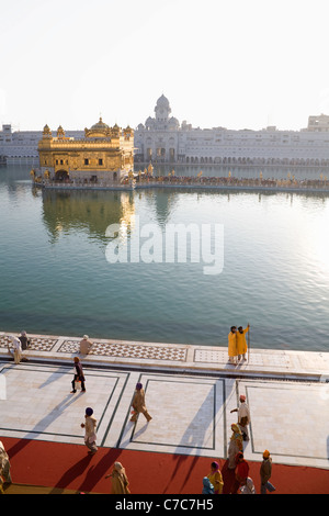 Late afternoon light at the Sikh Golden Temple in the city of Amritsar, India in Punjab state Stock Photo