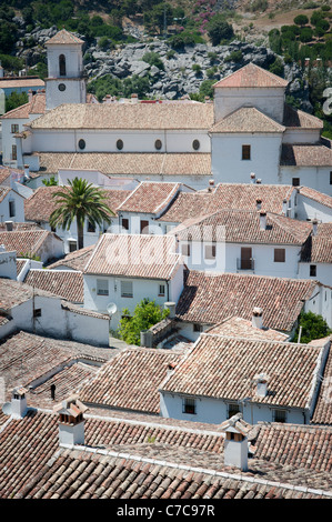 Roofs of houses in a small Spanish village in the Sierra de Cadiz, in Andalusia in Southern Spain Stock Photo