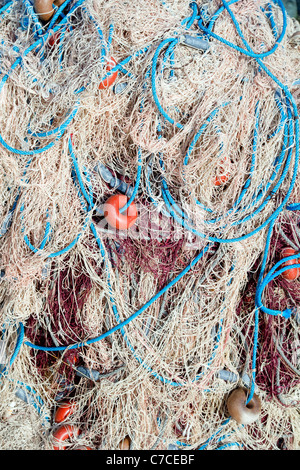 fishing net tackle textures from Mediterranean boats Stock Photo