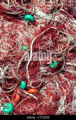 fishing net tackle textures from Mediterranean boats Stock Photo