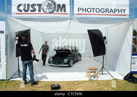 Portable car studio at the Bristol Volksfest Volkswagen car show. Stock Photo