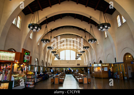 Interior of historic Santa Fe train depot building in San Diego, CA Stock Photo