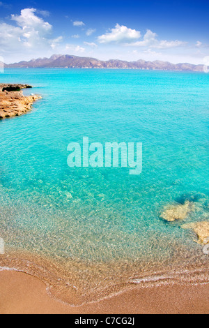 Alcudia in Mallorca la Victoria turquoise beach near s Illot from Balearic Islands Stock Photo