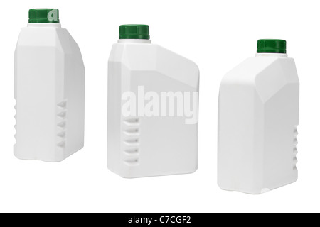 Plastic containers for industrial use on white background Stock Photo