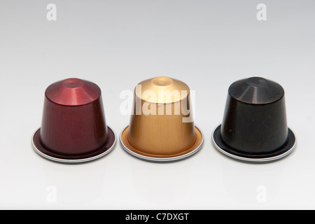 3 nespresso capsules Stock Photo