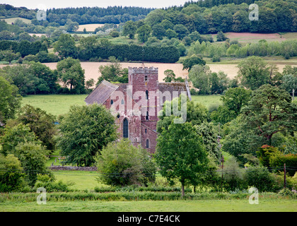 Dore Abbey nestles in the rich farmland of Herefordshire's Golden Valley Stock Photo