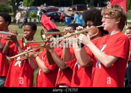 Lansing, Michigan - The Everett High School Marching Band. Stock Photo