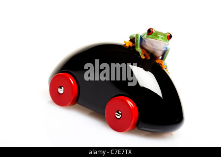 Car toy and crazy frog Stock Photo