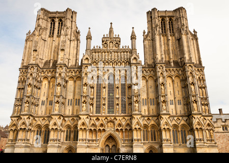 West front of Wells Cathedral, Wells, Somerset, England Stock Photo