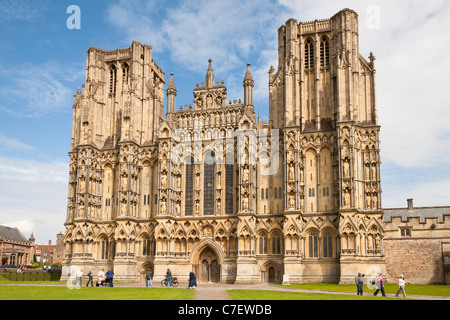 West front of Wells Cathedral, Wells, Somerset, England Stock Photo