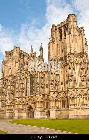 West front of Wells Cathedral, Wells, Somerset, England Stock Photo