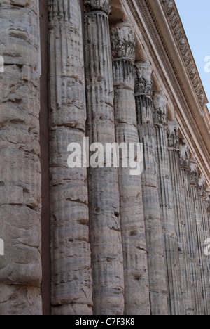 Eleven Corinthian columns from collonade of Hadrian's Temple in Piazza di Pietra, Rome. Stock Photo