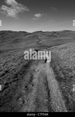 Track heading up mountainside, fading into the distance Stock Photo