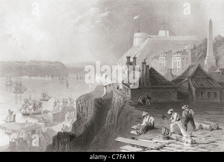 The Citadelle, Cap Diamant, Quebec City, Quebec, Canada in the early 19th century. Stock Photo